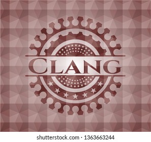 Clang red badge with geometric pattern. Seamless.