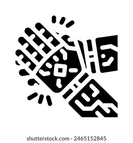 clap applause robot hand gesture glyph icon vector. clap applause robot hand gesture sign. isolated symbol illustration