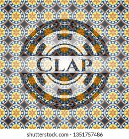 Clap arabic style emblem. Arabesque decoration.