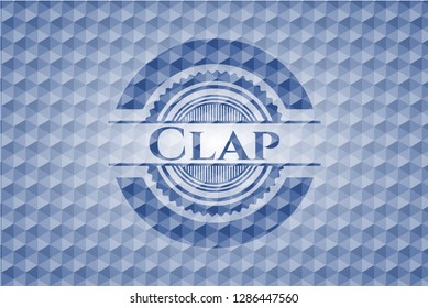 Clap blue polygonal badge.