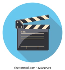 clap board flat icon in circle