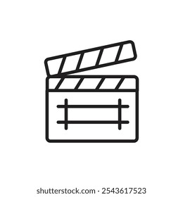 Clap board icon Flat line illustration
