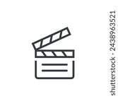 Clap clapperboard cinema movie action icon, vector illustration