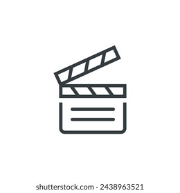 Clap clapperboard cinema movie action icon, vector illustration