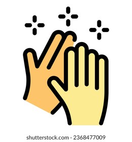 Clap delight icon outline vector. Person celebrate. Meditation positive color flat