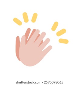 Clap hand icon. Applause hand gesture. Appreciate, celebration,  congratulation concepts. Flat character vector design isolated illustration.