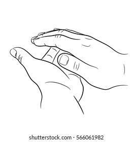 clap hands on white background of monochrome vector illustrations