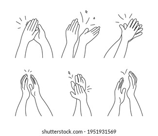 Clap icon in linear style. Black and white illustration.