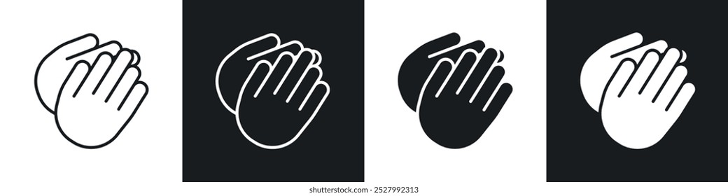 Clap icon vector icon set black filled and outlined style.