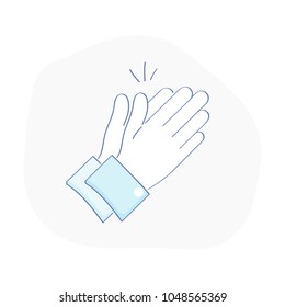 Clap one's hands. Clapping hands, applause, success, congratulations, cheers, like, follow and applauding icon concept. Flat outline vector illustration.