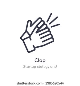 clap outline icon. isolated line vector illustration from startup stategy and collection. editable thin stroke clap icon on white background