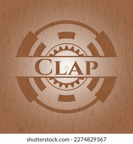 Clap retro wood emblem. Vector Illustration. 