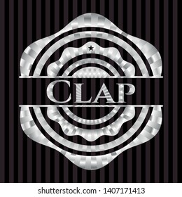 Clap silver badge or emblem. Vector Illustration. Mosaic.