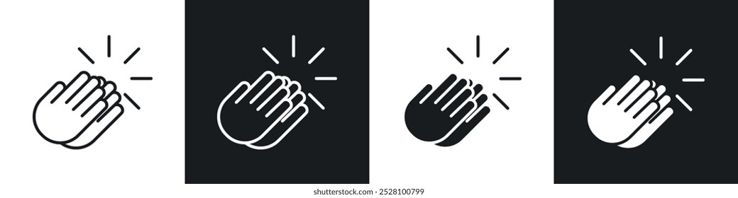 Clap vector icon set in black and white