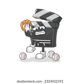 the clapboard baseball pitcher cartoon. cartoon mascot vector