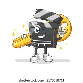 the clapboard carry the key mascot. cartoon vector
