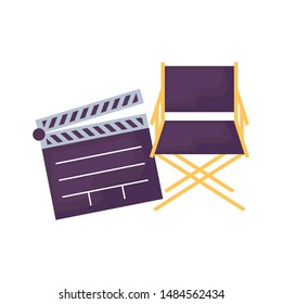 clapboard cinema with chair director