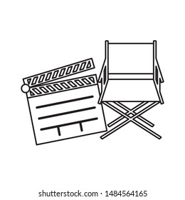 clapboard cinema with chair director