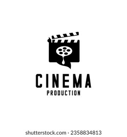 clapboard cinema logo vector on white background