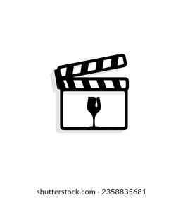 clapboard cinema logo vector on white background