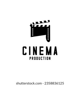 clapboard cinema logo vector on white background