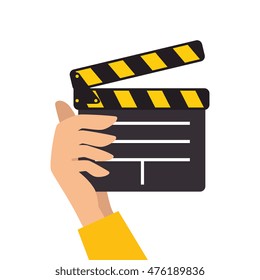 clapboard clapper movie film action object scene equipment vector illustration