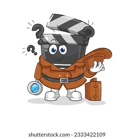 Detektivvektor der Klemmbrett. Zeichentrickfigur