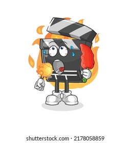 the clapboard eat hot chilie mascot. cartoon vector