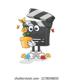 el tablero con una maceta de flores. vector de caracteres