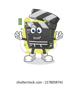 the clapboard full battery character. cartoon mascot vector