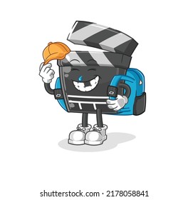 the clapboard goes to school vector. cartoon character