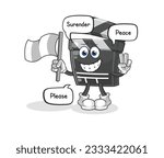 the clapboard hold surrender flag mascot. cartoon vector