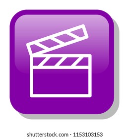 Clapboard Icon. Clapper board. Video Filming concept. Editable stroke flat icons. Simple thin line art logo. Web app button. Vector illustration. 