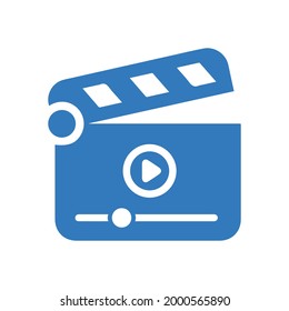 Icono de tablero (clapper, icono de teatro) Ilustración del vector azul