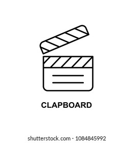 clapboard icon. Element of cinema for mobile concept and web apps. Thin line clapboard icon can be used for web and mobile. Premium icon on white background