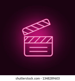 clapboard icon. Elements of Cinema in neon style icons. Simple icon for websites, web design, mobile app, info graphics