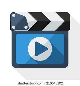 Clapboard icon with long shadow on white background