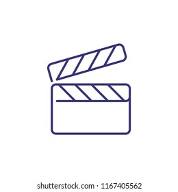 Clapboard line icon. Clapper, board, action. Cinema concept. Can be used for topics like filming, camera recording, movie production