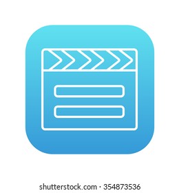 Clapboard line icon for web, mobile and infographics. Vector white icon on the blue gradient square with rounded corners isolated on white background.