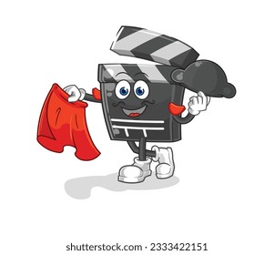 the clapboard matador with red cloth illustration. character vector