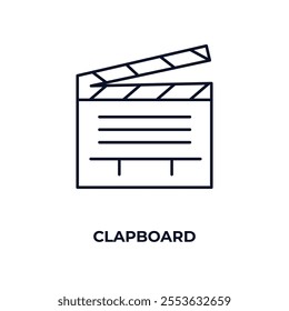 clapboard outline icon. Linear vector from entertainment concept. Thin line clapboard icon isolated on white background