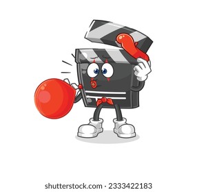 the clapboard pantomime blowing balloon. cartoon mascot vector