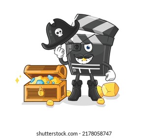 the clapboard pirate with treasure mascot. cartoon vector