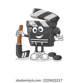 the clapboard playing hockey vector. cartoon character