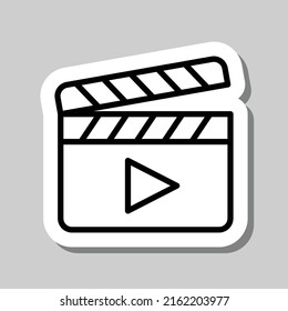 Clapboard simple icon, vector. Flat design. Sticker with shadow on gray background.ai