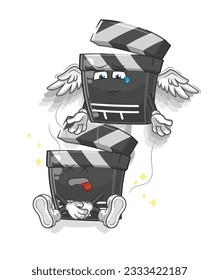 the clapboard spirit leaves the body mascot. cartoon vector