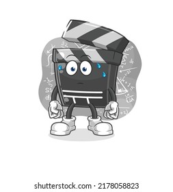 the clapboard thinking hard vector. cartoon character