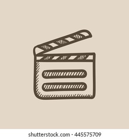 Clapboard vector sketch icon isolated on background. Hand drawn Clapboard icon. Clapboard sketch icon for infographic, website or app.