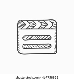 Clapboard vector sketch icon isolated on background. Hand drawn Clapboard icon. Clapboard sketch icon for infographic, website or app.