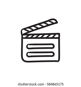 Clapboard vector sketch icon isolated on background. Hand drawn Clapboard icon. Clapboard sketch icon for infographic, website or app.